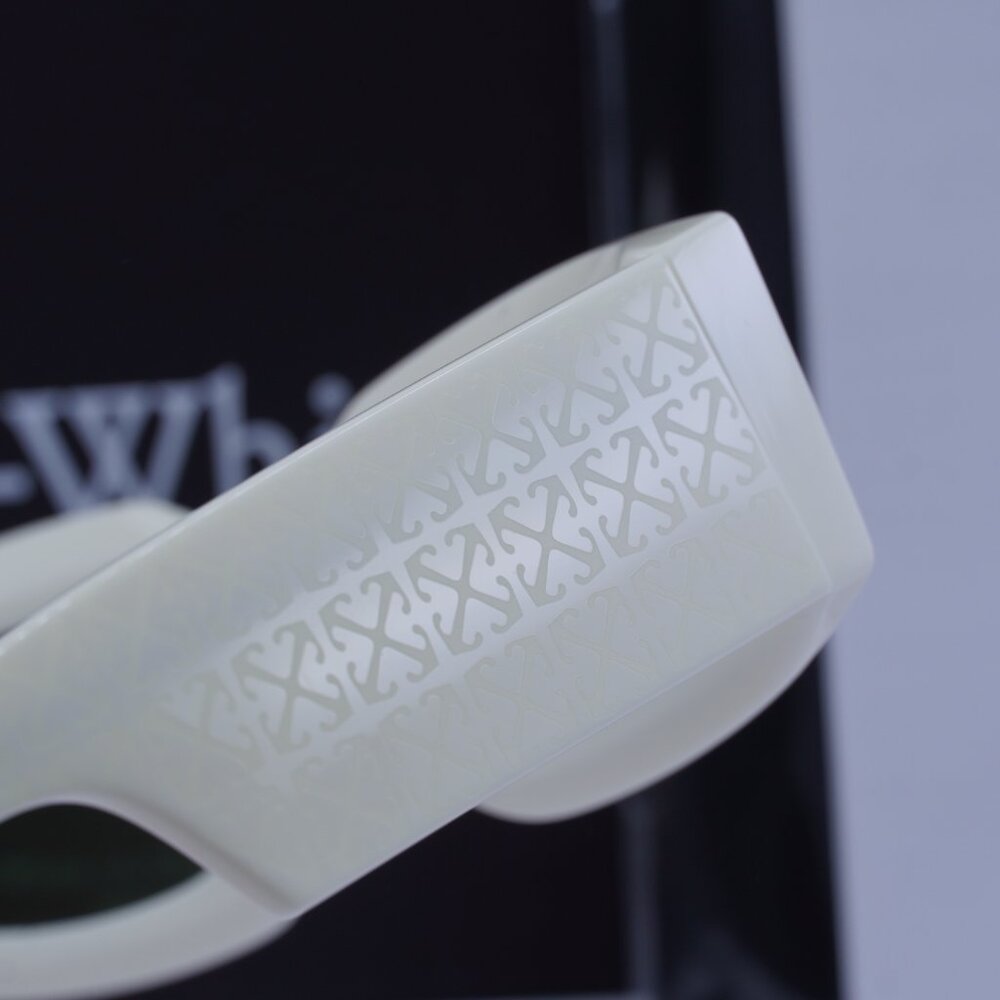 Off-White OERI141 CARY 0155 Rectangle Sunglasses – White/Green - Picture 9 of 10